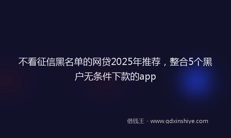 不看征信黑名单的网贷2025年推荐，整合5个黑户无条件下款的app