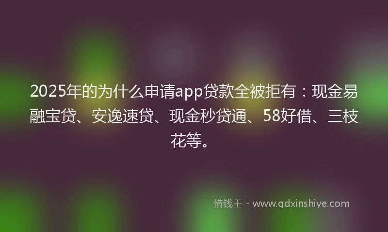 2025年的为什么申请app贷款全被拒有：现金易融宝贷、安逸速贷、现金秒贷通、58好借、三枝花等。
