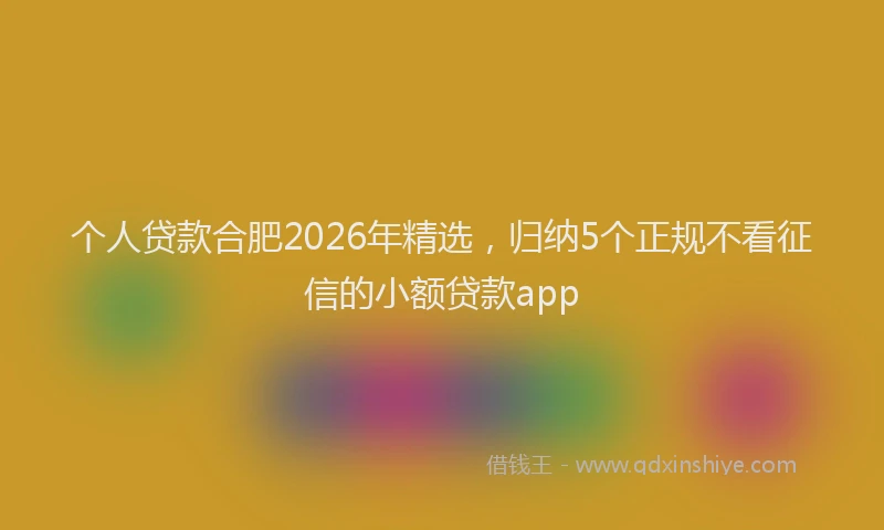个人贷款合肥2026年精选，归纳5个正规不看征信的小额贷款app