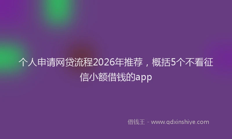 个人申请网贷流程2026年推荐，概括5个不看征信小额借钱的app