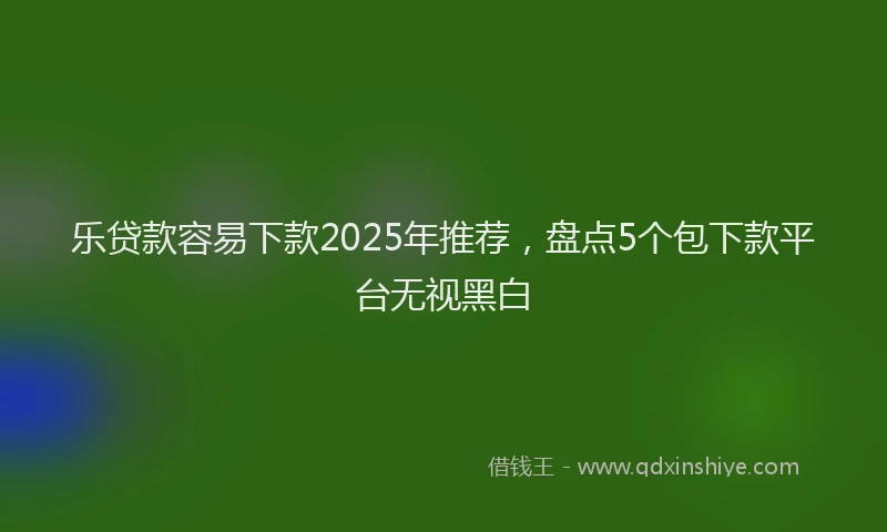 乐贷款容易下款2025年推荐，盘点5个包下款平台无视黑白