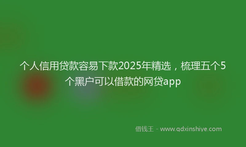 个人信用贷款容易下款2025年精选，梳理五个5个黑户可以借款的网贷app