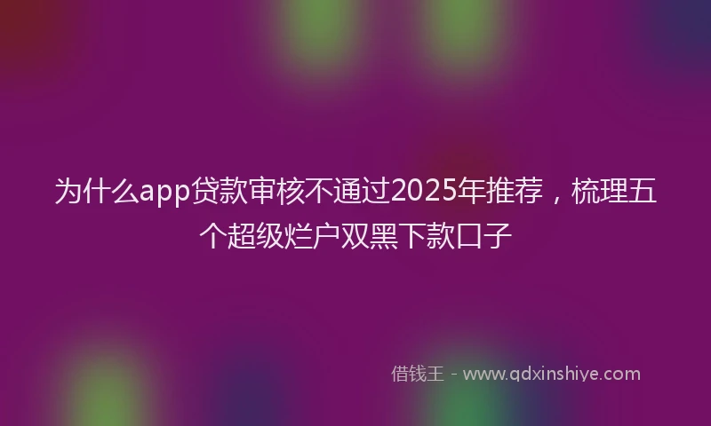 为什么app贷款审核不通过2025年推荐,梳理五个超级烂户双黑下款口子