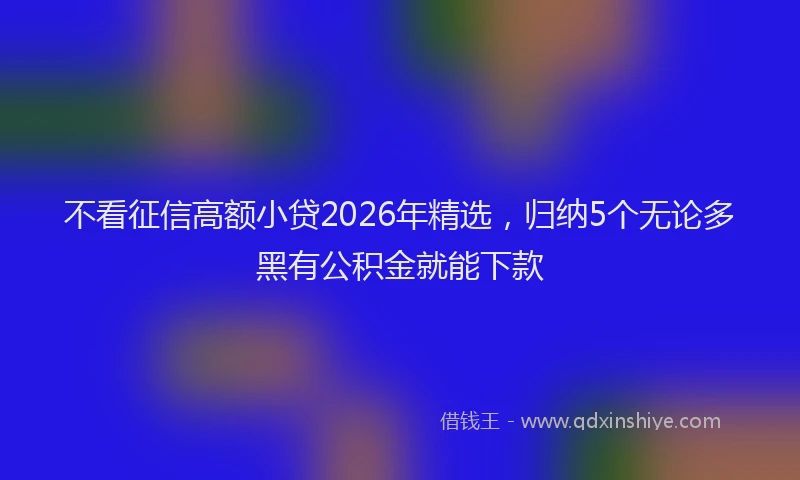 不看征信高额小贷2026年精选，归纳5个无论多黑有公积金就能下款
