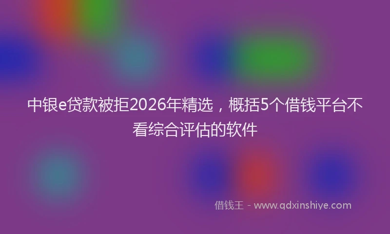 中银e贷款被拒2026年精选，概括5个借钱平台不看综合评估的软件