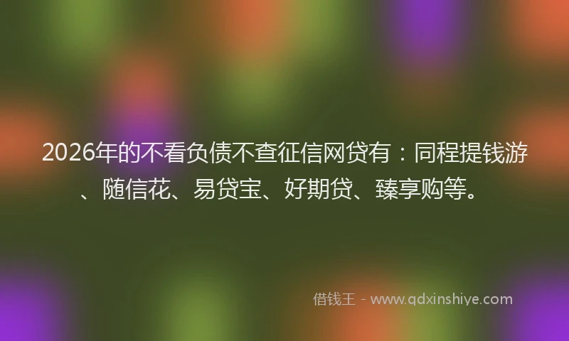 2026年的不看负债不查征信网贷有:同程提钱游、随信花、易贷宝、好期贷、臻享购等。