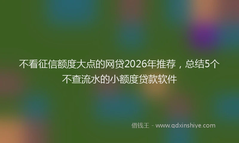 不看征信额度大点的网贷2026年推荐,总结5个不查流水的小额度贷款软件