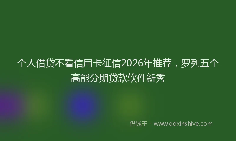 个人借贷不看信用卡征信2026年推荐，罗列五个高能分期贷款软件新秀