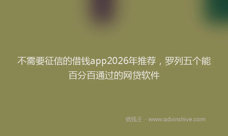不需要征信的借钱app2026年推荐,罗列五个能百分百通过的网贷软件
