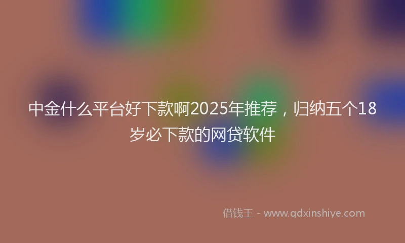 中金什么平台好下款啊2025年推荐，归纳五个18岁必下款的网贷软件