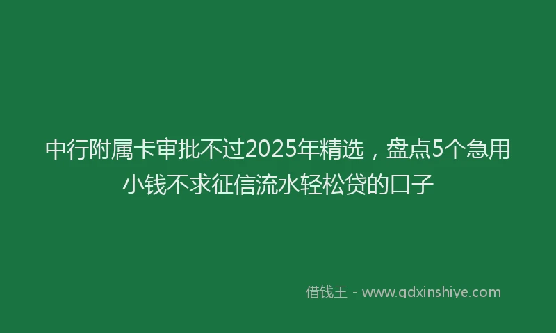 中行附属卡审批不过2025年精选，盘点5个急用小钱不求征信流水轻松贷的口子