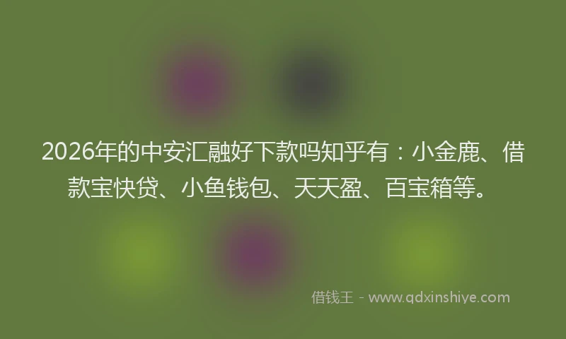 2026年的中安汇融好下款吗知乎有：小金鹿、借款宝快贷、小鱼钱包、天天盈、百宝箱等。