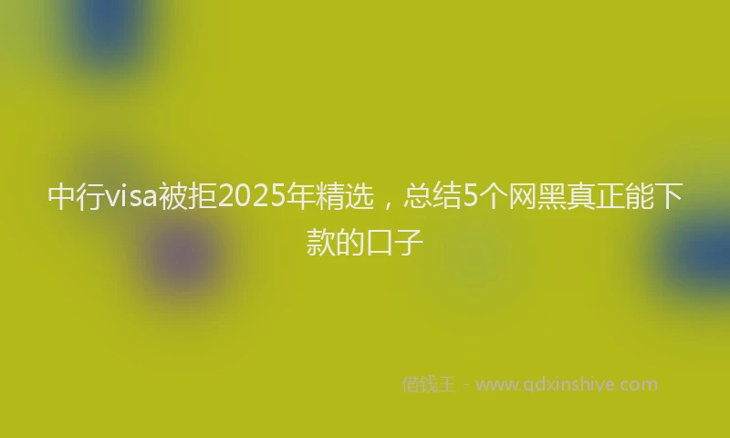 中行visa被拒2025年精选，总结5个网黑真正能下款的口子