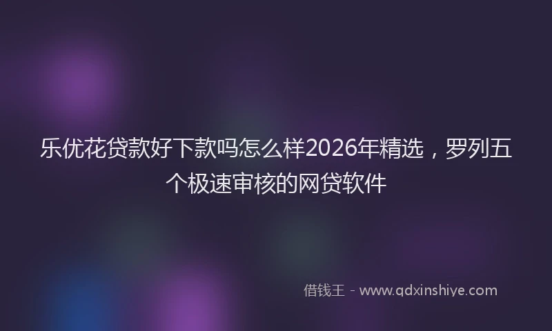 乐优花贷款好下款吗怎么样2026年精选，罗列五个极速审核的网贷软件