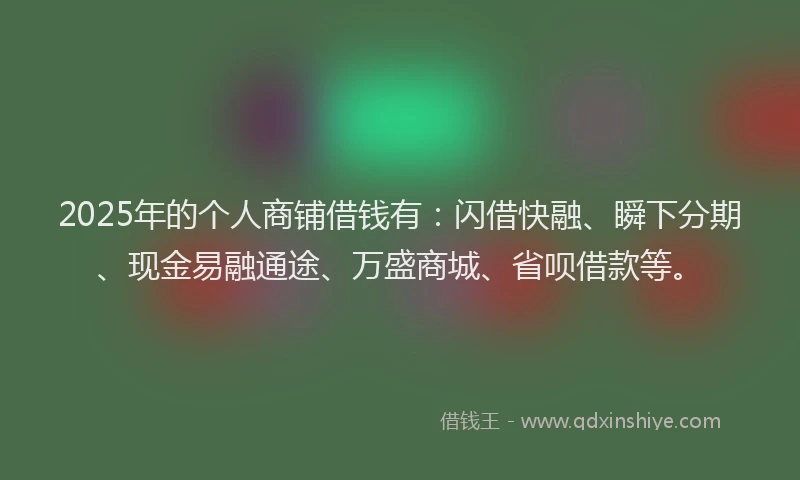 2025年的个人商铺借钱有：闪借快融、瞬下分期、现金易融通途、万盛商城、省呗借款等。