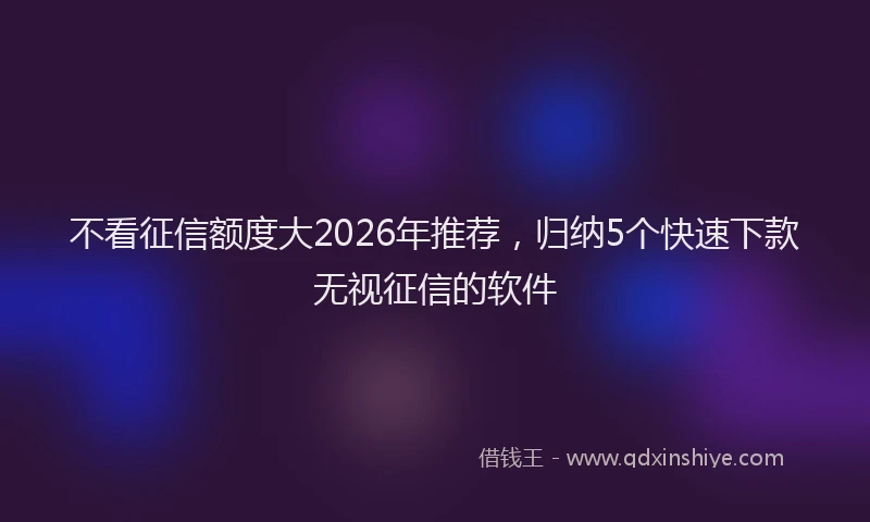 不看征信额度大2026年推荐,归纳5个快速下款无视征信的软件
