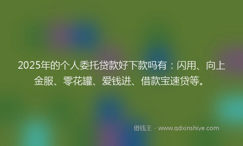 2025年的个人委托贷款好下款吗有：闪用、向上金服、零花罐、爱钱进、借款宝速贷等。