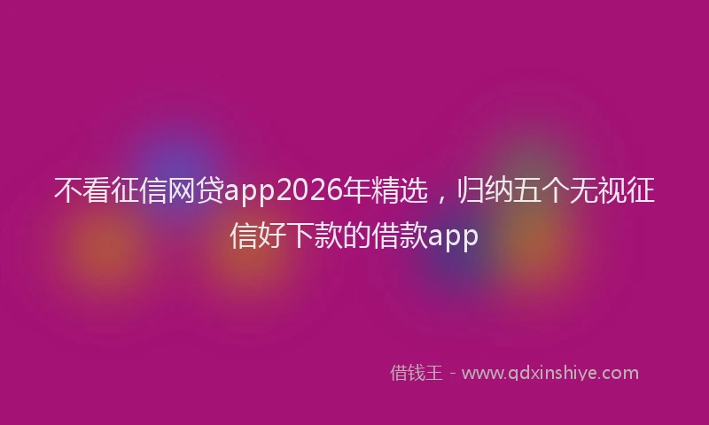 不看征信网贷app2026年精选，归纳五个无视征信好下款的借款app