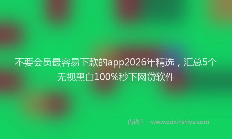 不要会员最容易下款的app2026年精选，汇总5个无视黑白100%秒下网贷软件