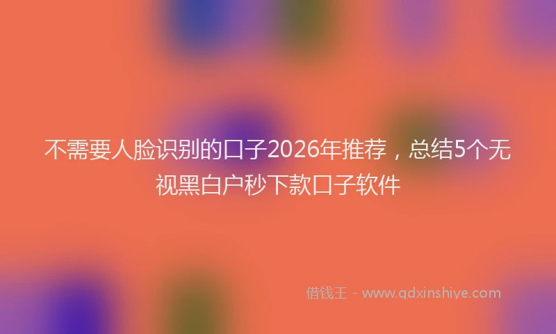 不需要人脸识别的口子2026年推荐，总结5个无视黑白户秒下款口子软件