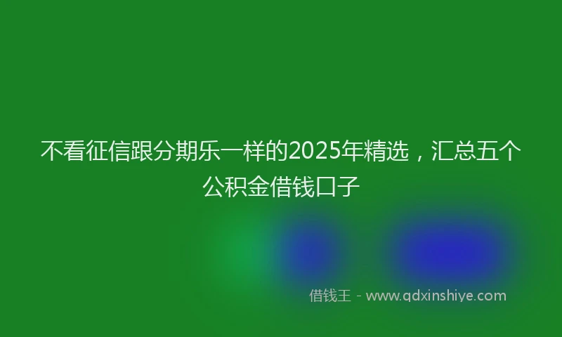 不看征信跟分期乐一样的2025年精选，汇总五个公积金借钱口子