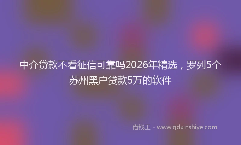中介贷款不看征信可靠吗2026年精选，罗列5个苏州黑户贷款5万的软件