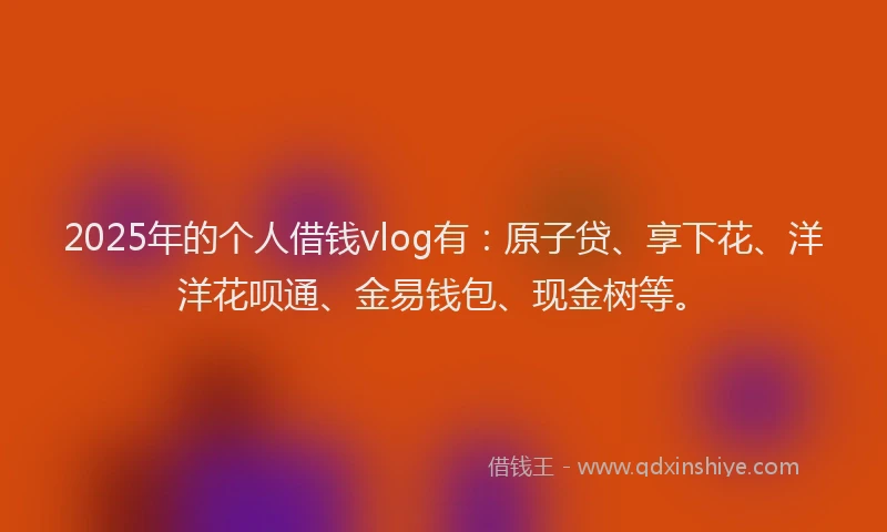 2025年的个人借钱vlog有:原子贷、享下花、洋洋花呗通、金易钱包、现金树等。