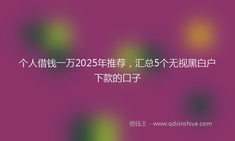 个人借钱一万2025年推荐，汇总5个无视黑白户下款的口子