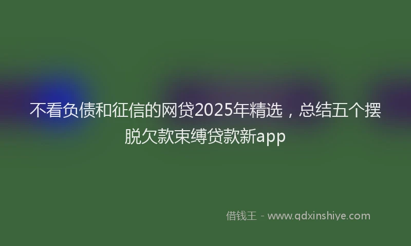 不看负债和征信的网贷2025年精选,总结五个摆脱欠款束缚贷款新app