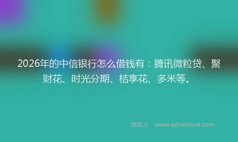 2026年的中信银行怎么借钱有：腾讯微粒贷、聚财花、时光分期、桔享花、多米等。