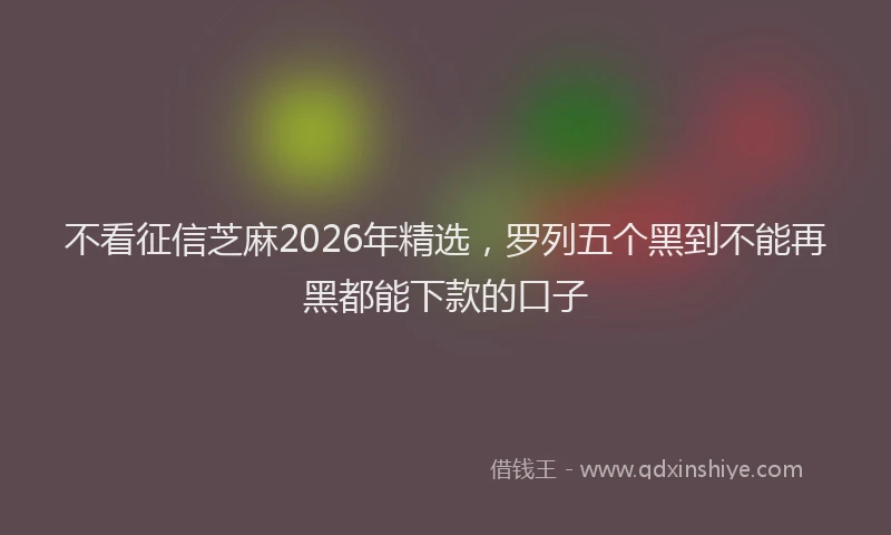 不看征信芝麻2026年精选，罗列五个黑到不能再黑都能下款的口子