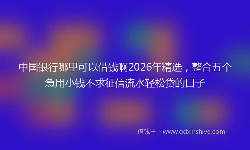 中国银行哪里可以借钱啊2026年精选，整合五个急用小钱不求征信流水轻松贷的口子