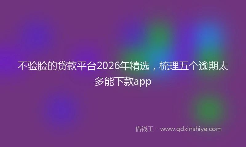 不验脸的贷款平台2026年精选，梳理五个逾期太多能下款app