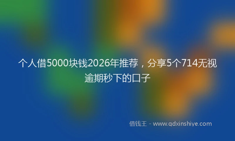 个人借5000块钱2026年推荐，分享5个714无视逾期秒下的口子