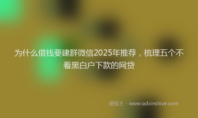 为什么借钱要建群微信2025年推荐，梳理五个不看黑白户下款的网贷