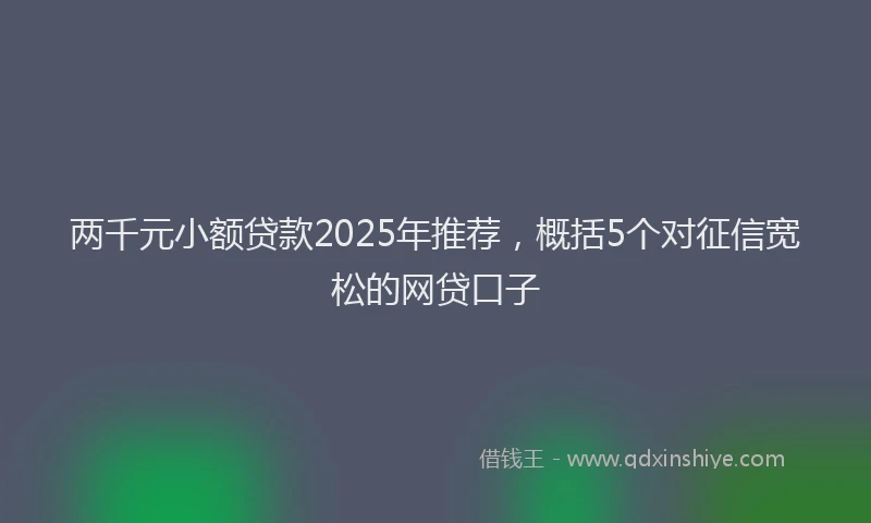两千元小额贷款2025年推荐，概括5个对征信宽松的网贷口子