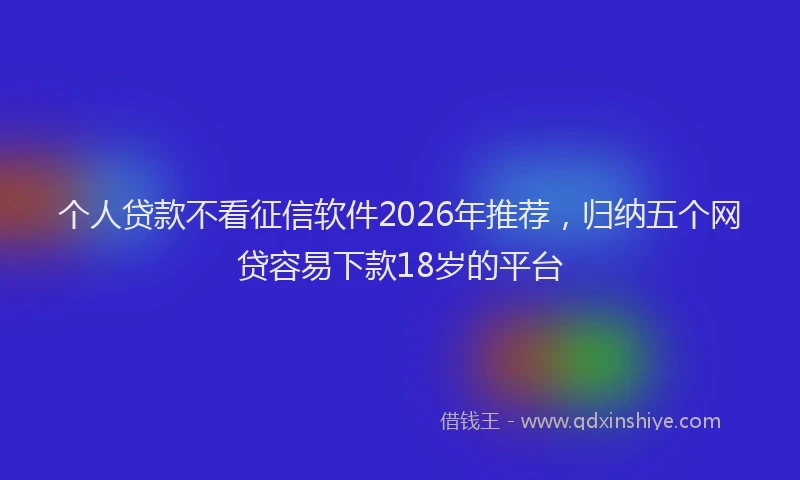 个人贷款不看征信软件2026年推荐，归纳五个网贷容易下款18岁的平台