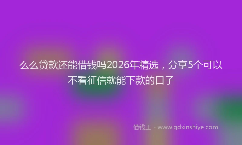么么贷款还能借钱吗2026年精选，分享5个可以不看征信就能下款的口子