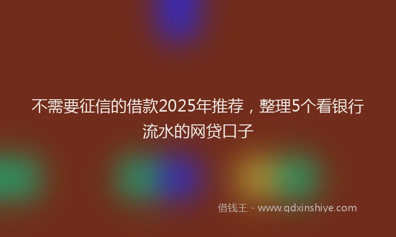 不需要征信的借款2025年推荐，整理5个看银行流水的网贷口子