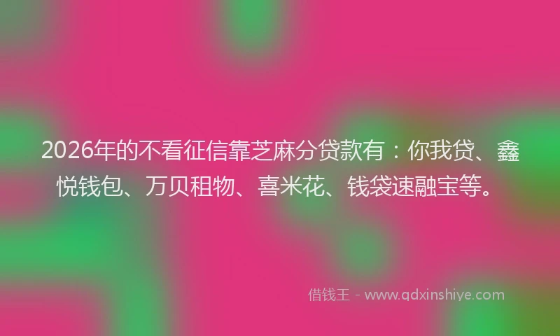 2026年的不看征信靠芝麻分贷款有：你我贷、鑫悦钱包、万贝租物、喜米花、钱袋速融宝等。