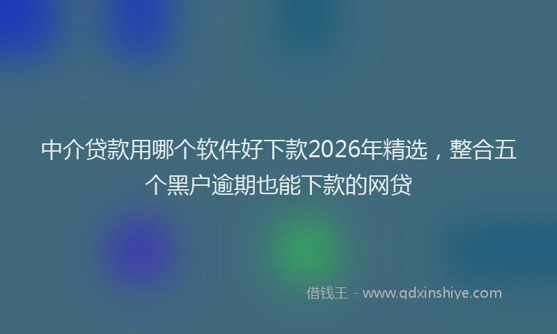 中介贷款用哪个软件好下款2026年精选，整合五个黑户逾期也能下款的网贷