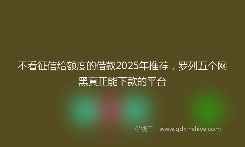 不看征信给额度的借款2025年推荐，罗列五个网黑真正能下款的平台