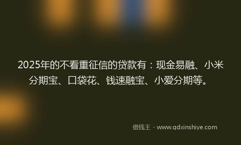 2025年的不看重征信的贷款有：现金易融、小米分期宝、口袋花、钱速融宝、小爱分期等。