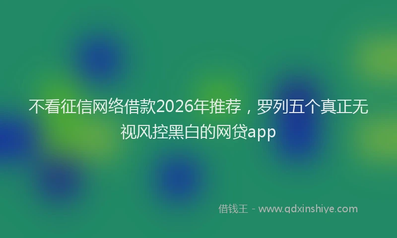 不看征信网络借款2026年推荐，罗列五个真正无视风控黑白的网贷app