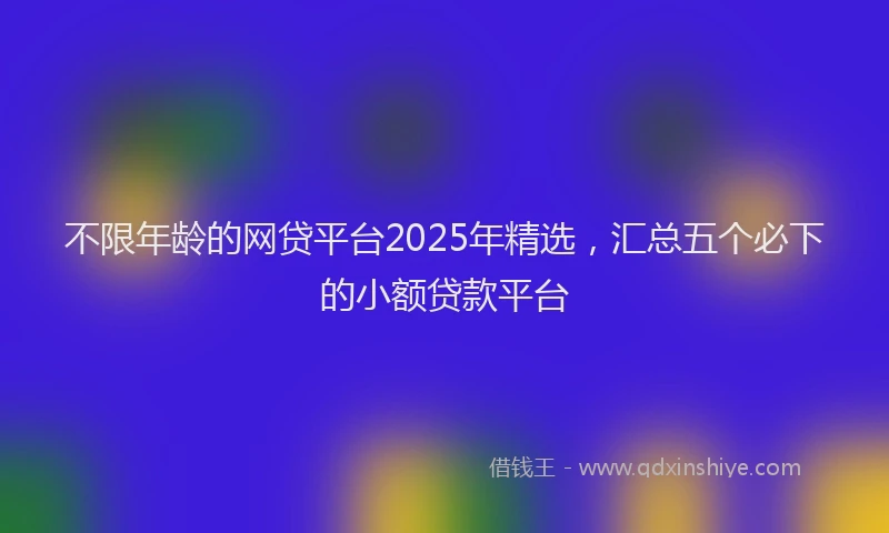 不限年龄的网贷平台2025年精选，汇总五个必下的小额贷款平台