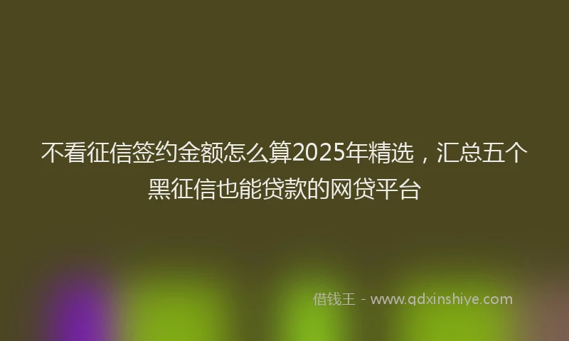 不看征信签约金额怎么算2025年精选，汇总五个黑征信也能贷款的网贷平台