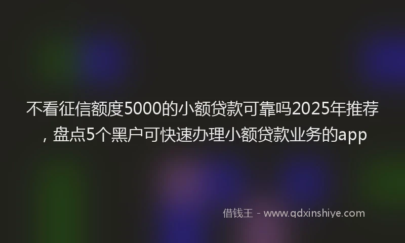 不看征信额度5000的小额贷款可靠吗2025年推荐，盘点5个黑户可快速办理小额贷款业务的app