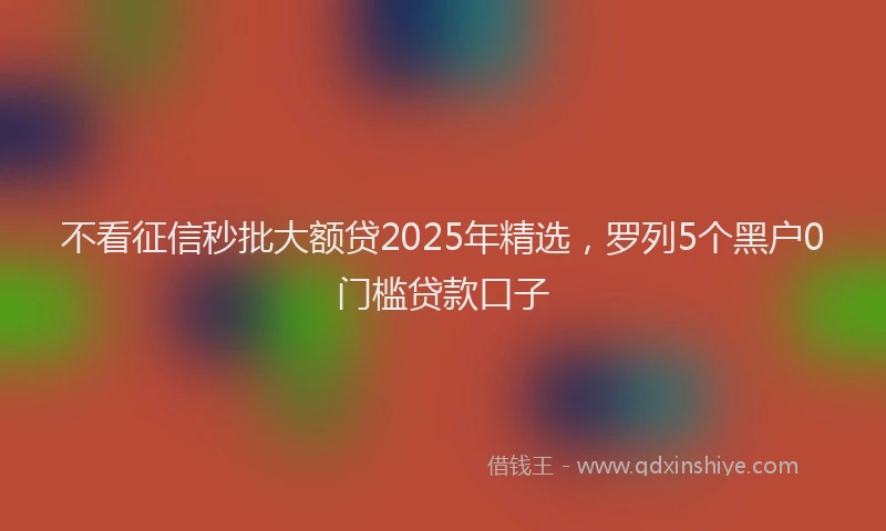 不看征信秒批大额贷2025年精选,罗列5个黑户0门槛贷款口子