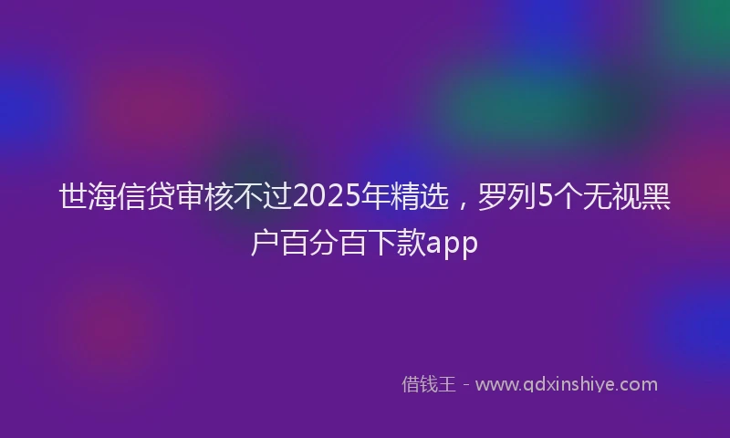 世海信贷审核不过2025年精选，罗列5个无视黑户百分百下款app