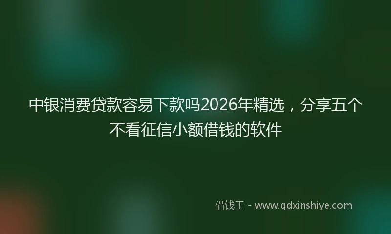 中银消费贷款容易下款吗2026年精选，分享五个不看征信小额借钱的软件